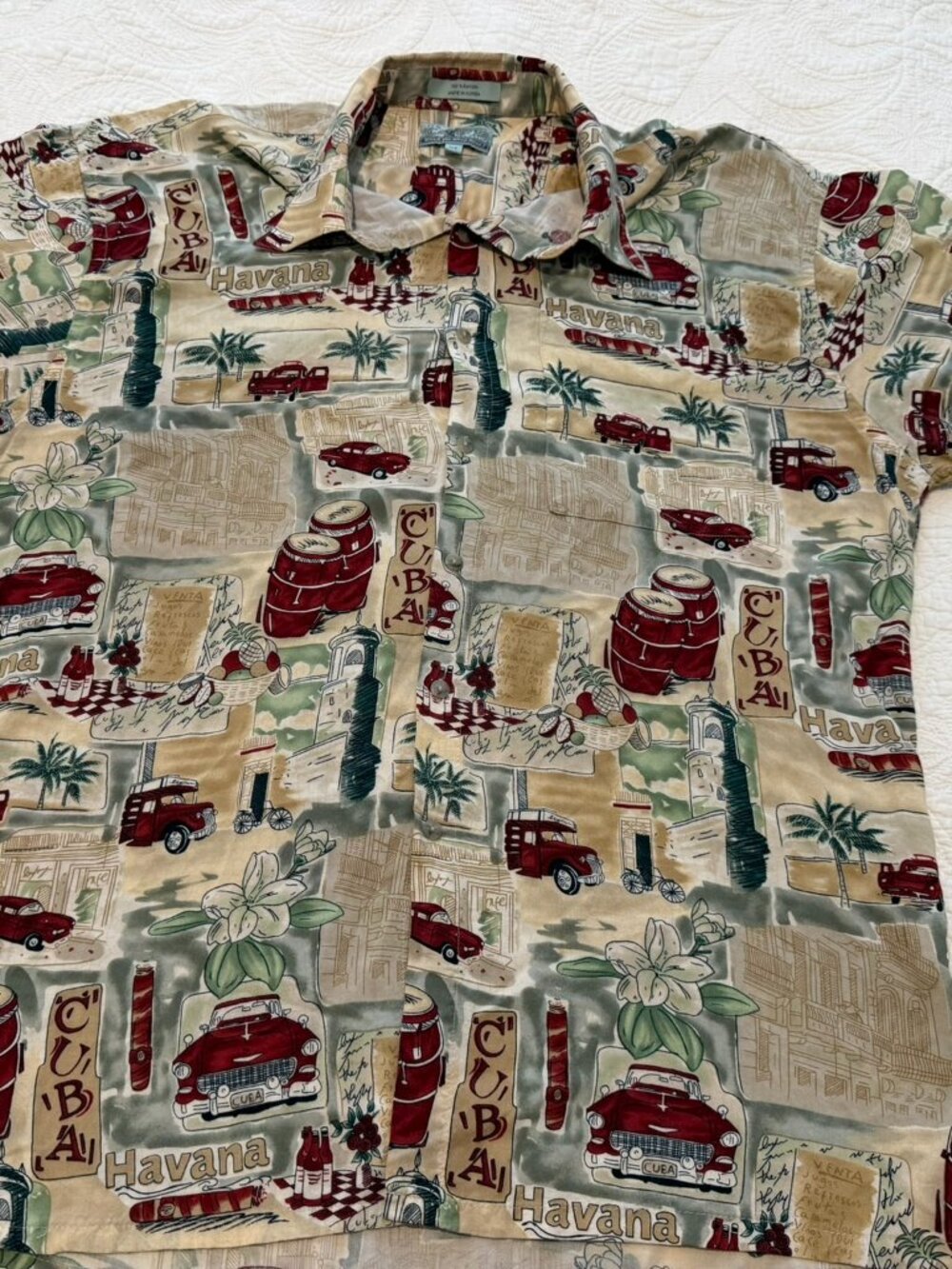 Campia Wish You Were Here Cuba Havana Print Shirt – XL – 100% Rayon
